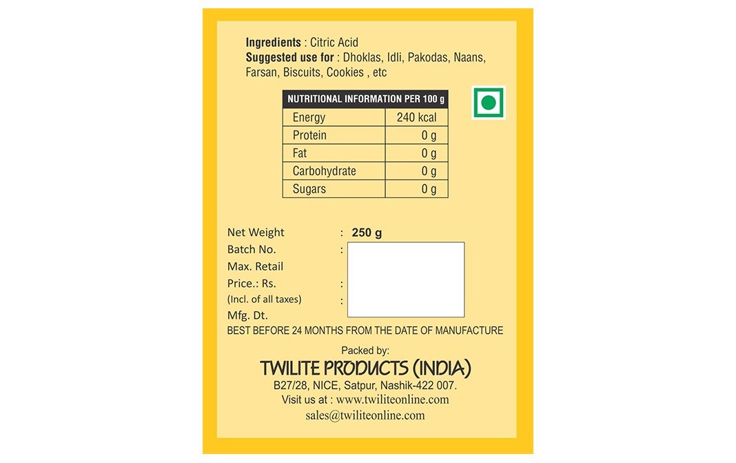 Pik Citric Acid    Box  250 grams